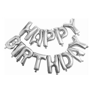 Ginger Ray Pick & Mix Happy Birthday Balloon Bunting Silver