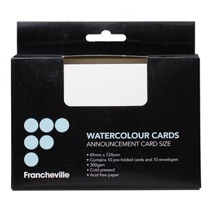 Francheville 89 x 124mm Watercolour Announcement Cards 10 Pack  White 13 x 13.3 cm