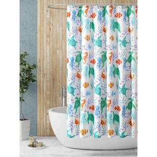 White Home Sea Shower Curtain Multicoloured