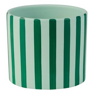 Stripe Planter Pot Green 14 x 12 cm