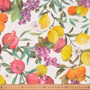 CIDRO Fruit Printed 140 cm Canvas Fabric Natural & Multicoloured 140 cm