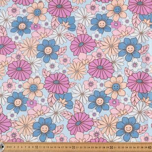 Flower Faces 120 cm Multipurpose Cotton Fabric Multicoloured 120 cm