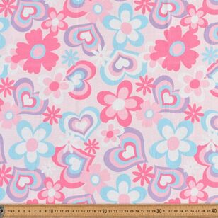 My Pastel Hearts 120 cm Multipurpose Cotton Fabric Pink 120 cm