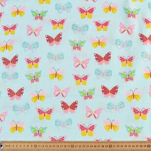 Butterflies 120 cm Multipurpose Cotton Fabric Mint 120 cm