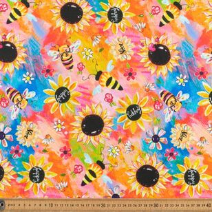 Happy Bee Garden 112 cm Cotton Fabric Multicoloured 112 cm