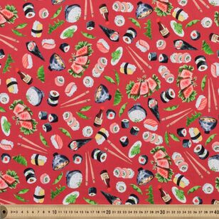 Sushi Time 112 cm Cotton Fabric Red 112 cm