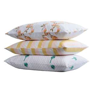 KOO Printed Washed Cotton Palm 2 Pack Pillowcases Multicoloured Standard