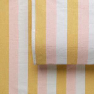 KOO Printed Washed Cotton Stripe Sheet Set Multicoloured