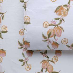 KOO Printed Washed Cotton Peach Sheet Set Multicoloured