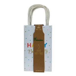 Alpen Happy Birthday Paper Party Bag 5 Pack Multicoloured 215 x 130 mm