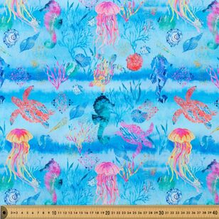 Watercolour Sea Life 112 cm Fabric Blue 112 cm
