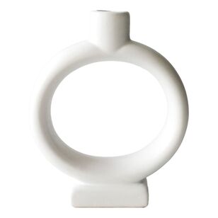 Ombre Home Kaia Ceramic Circle Candle Holder White 15.5 x 18.7 cm