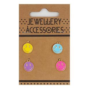 Ribtex Jewellery Accessories Enaml Smiley Charm 4 Pack Multicoloured