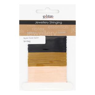 Ribtex Jewellery Stringing Beige Tan & Black Nylon Cord 3 Pack Multicoloured