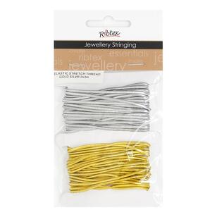 Ribtex Jewellery Stringing Elastic Stretch Thread Gold & Silver 2 Pack Multicoloured
