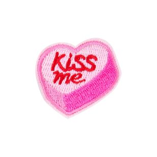Make It Kiss Me Candy Heart Iron On Multicoloured