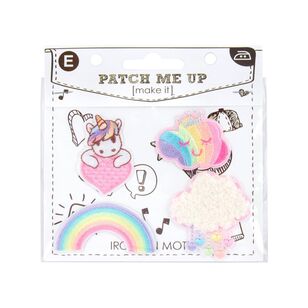 Make It Clouds, Rainbow and Unicorn Heart Iron On Motif Pack Multicoloured