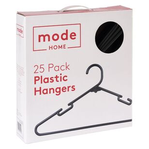 Mode Home Plastic Hangers 25 Pack Black 40 x 20 cm
