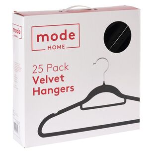 Mode Home Velvet Hanger 25 Pack Black 41.5 x 22.5 cm