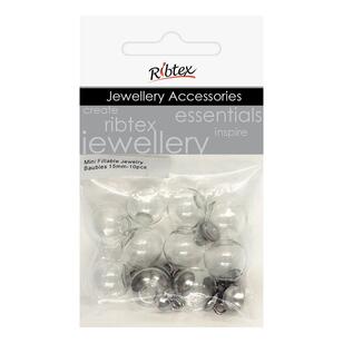 Ribtex Jewellery Accessories Mini Fillable Jewellery Bauble 10 Pack Clear/Silver 15.00 mm