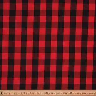 1 inch Yarn Dyed Gingham 148 cm Cotton Fabric Red & Black 148 cm