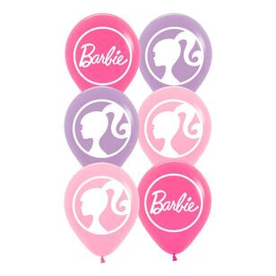 Mattel Barbie Latex Balloons 6 Pack Pink 30 cm