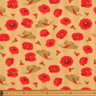Poppies and Hats WW1 Heroes 112 cm Cotton Fabric Natural 112 cm