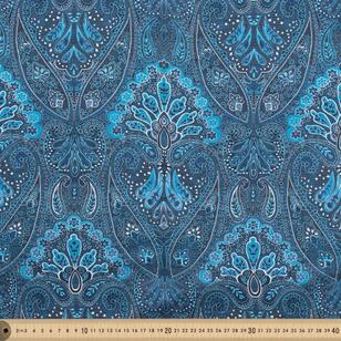 Paisley 142 cm Silky Satin Fabric Paisley Blue 142 cm