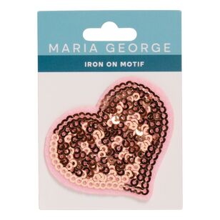 Maria George Sequined Heart Iron On Motif Pink