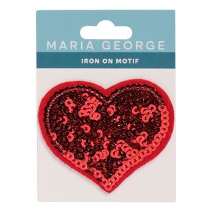 Maria George Sequin Heart Iron On Motif Red