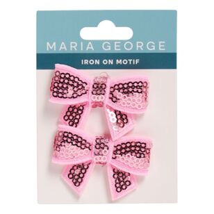 Maria George Sequin Bows Iron On Motif, 2 Pack Pink
