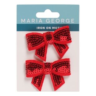 Maria George Sequin Bows Iron On Motif, 2 Pack Red