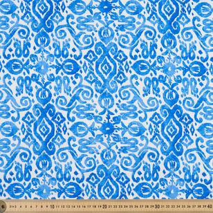 Ikat Printed 148 cm EcoVero Fabric Blue 148 cm
