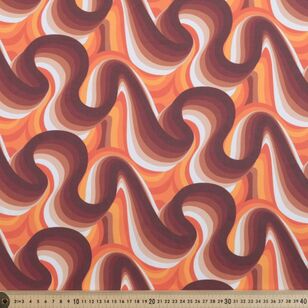 Retro Waves 145 cm Georgette Fabric Multicoloured 112 cm