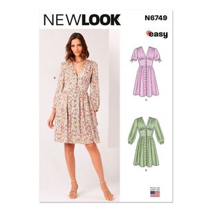 New Look N6749 Misses' Dress with Sleeve Variations Pattern White 6 - 16