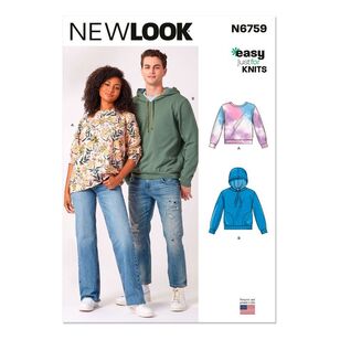 New Look N6759 Misses' and Men's Sweatshirts Pattern White XS - XL