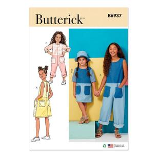 Butterick B6937 Children's and Girls' Dress, Romper and Hat Pattern White