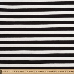 Yarn Dyed 2 x 2 Stripes 148 cm Cotton Spandex Fabric White & Black 148 cm