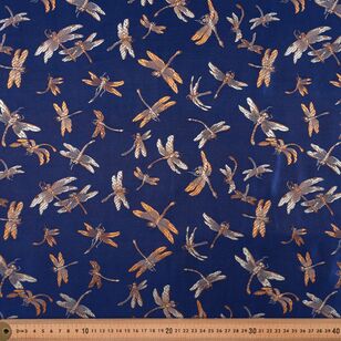 Oriental Dragonfly 90 cm Brocade Fabric Blue 90 cm