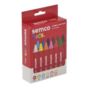 Semco Kids Jumbo Crayons 12 Pack Multicoloured