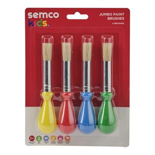 Semco Kids Jumbo Paint Brush 4 Pack Multicoloured