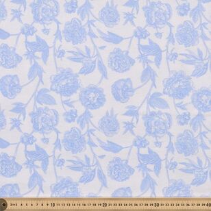 Toile Printed 112 cm Flannelette Fabric Blue & White 112 cm