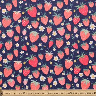 Berries Printed 112 cm Flannelette Fabric Navy 112 cm