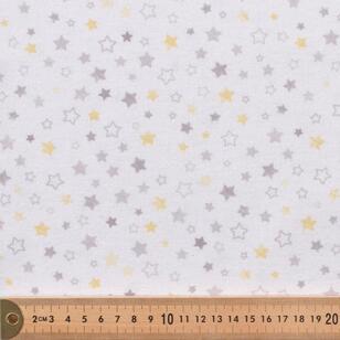 Nursery Stars 112 cm Cotton Flannelette Fabric White 112 cm