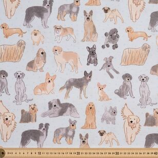Watercolour Dogs 112 cm Cotton Flannelette Fabric Blue 112 cm