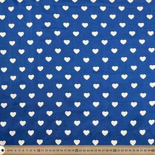 Heart 148 cm Silky Satin Fabric Blue 148 cm
