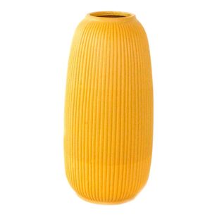 Bouclair Refined Retro Ceramic Gradient Ribbed Vase Mustard 17.5 x 35.5 cm