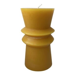 Bouclair Refined Retro Wax Geo Pillar Candle Mustard 7 x 12 cm