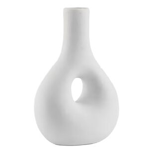Bouclair Refined Retro Stonewear Sand Loop Vase White 17 x 11 x 25 cm