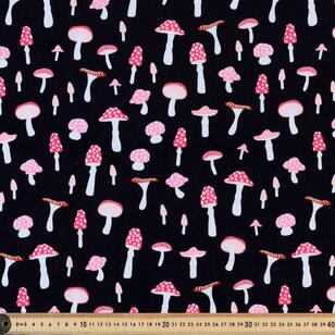 Mushrooms 112 cm Pinwale Corduroy Fabric Black